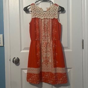 orange and cream floral dress